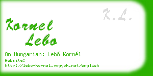 kornel lebo business card
